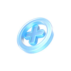 Obraz premium Abstract glowing blue cross inside a translucent ring on black background