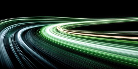 Abstract swirling light trails on black