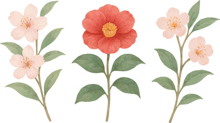 Watercolor Floral and Botanical Clipart Set &ndash; Hand-Painted Flowers and Leaves EPS Collection