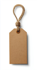 Brown Kraft Paper Tag with Twine on Dark Background. Blank tag looks empty and lonely
