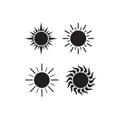 Sun with Rays Silhouette – Minimalist Vector Icon for Weather, Energy, and Summer Themes