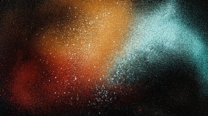 Abstract, colorful powder explosion on dark background
