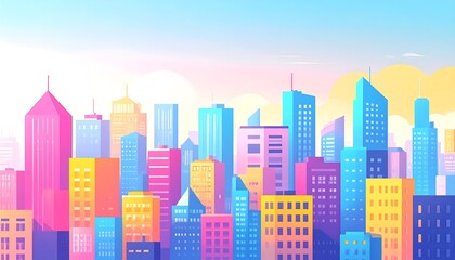 Vibrant cityscape panorama