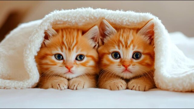 Cute orange kittens yawning.