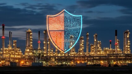 Digital shield protects industrial infrastructure cybersecurity concept - Powered by Adobe