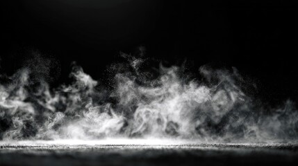 Abstract smoky white vapor rising from dark surface