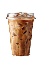 Iced coffee in a clear plastic cup
