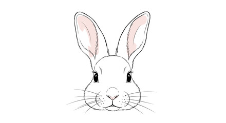 Obraz premium Charming Illustration of a Graceful Rabbit Head, Detailed Sketch Design