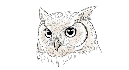 Fototapeta premium Detailed artistic sketch of an owl head with captivating, intense gaze
