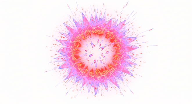 Abstract Floral Burst with Spiked Petals and Vibrant Color Palette. - Powered by Adobe