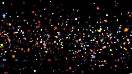 Colorful confetti bursts against a black background