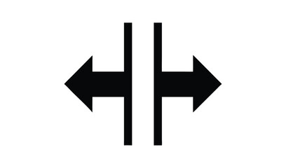 Obraz premium Two black arrows pointing away from a vertical line