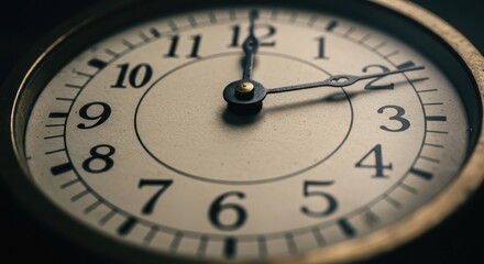 Vintage timepiece face showcasing precise hour, minute, and the subtle ticking moment