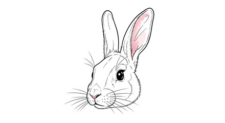 Obraz premium Elegant portrait of a rabbit in black and white with pink accents