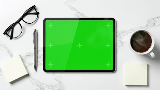 Tablet computer overhead view