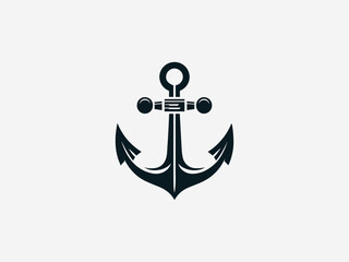 Traditional nautical anchor with rope detailing in classic vector logo illustration