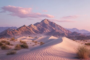 Naklejka premium Desert mountain range at sunrise