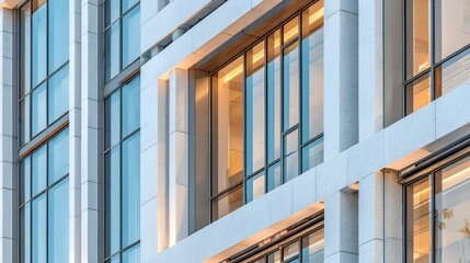 Obraz premium Modern architecture facade with large windows.