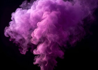 Fototapeta premium Deep black background with elegant abstract purple smoke texture. Dramatic swirling violet and pink wisps ideal for bold, atmospheric, and high-impact creative visual compositions.