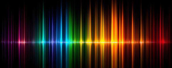 Vibrant multicolored light spectrum with vertical lines on black background
