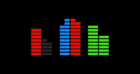 Colorful audio level bars on black background