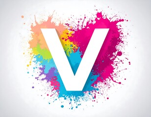 Colorful splattered letter "V