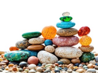 Colorful Stone Stacking: Artful Balance and Harmony