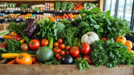 Fresh Produce Display in Wooden Crate - Healthy Eating