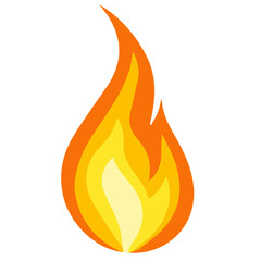 Bold and pointed flame vector icon with vibrant yellow center and red-orange edges, representing fire, heat, and combustion.