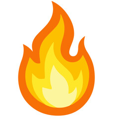 Pointed flame design with a vibrant yellow center and red-orange outline, representing fire, heat, and combustion in vector style.