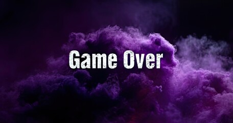 Purple smoke clouds engulf "Game Over" text