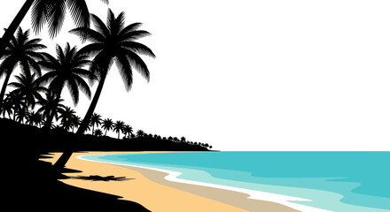 tropical beach silhouette perfect for travel brochures summer vacation designs or idyllic island escape concepts