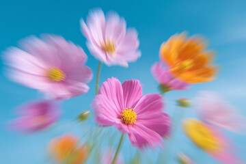 Dream abstract motion blurry holographic colorful flower Posters,pink and yellow flowers