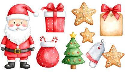 Cute Christmas watercolor illustrations