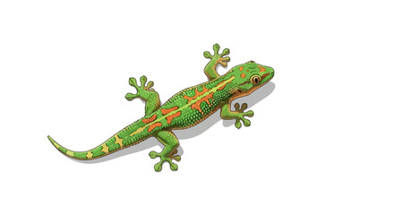 Naklejka premium vibrant green gecko illustration perfect for childrens books reptile websites and tropicalthemed designs