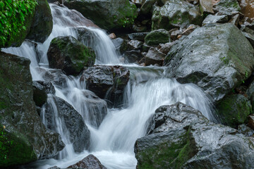 Fototapeta premium A waterfall during the monsoons near Pune India. Monsoon is the annual rainy season in India from June to September.