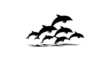 Obraz premium playful dolphin silhouette perfect for ecofriendly marine life and oceanthemed designs logos and branding projects