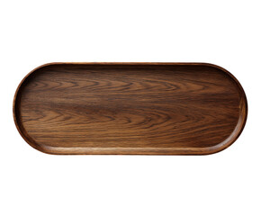 Oval wooden tray, dark brown wood grain.