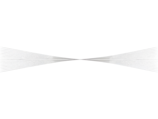 Abstract white lines converging towards a central point isolated on a transparent background