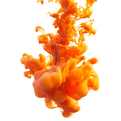 Orange Ink Drop in Water on Transparent Background