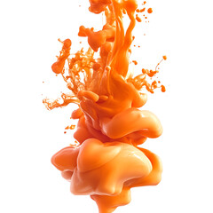 Orange Ink Drop in Water on Transparent Background