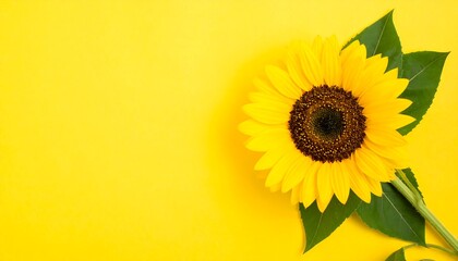Fototapeta premium Sunny sunflower on yellow background