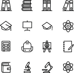 Education and Learning Icons A Symbolic Representation of Academic Pursuits Knowledge and Intellectual Growth Featuring School Supplies and Scientific Objects