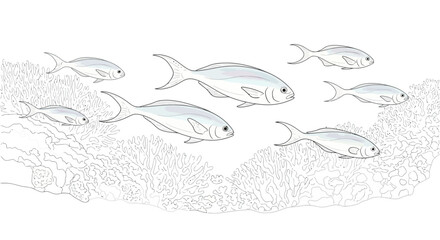 Fototapeta premium school of fish gracefully swimming above vibrant coral reef perfect for educational materials childrens books and marine biology projects