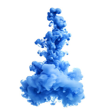 Blue Ink Drop in Water on Transparent Background