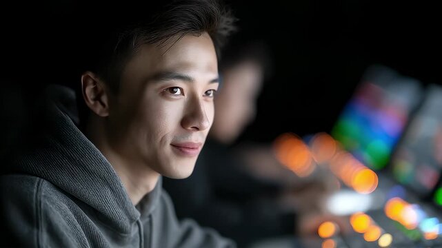 Professional Programmer Focuses on Coding and Smiles