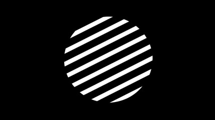 Circular, striped graphic on black background