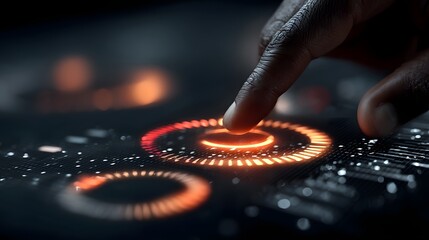 Hand adjusting dials on a high tech digital analytics control panel