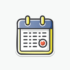 Fototapeta premium Colorful calendar icon with a red circle, representing an important date or event.