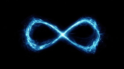 Glowing blue infinity symbol on black background